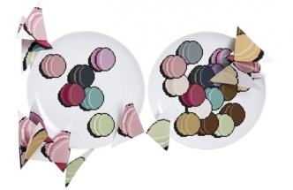 Sada dvou talířů Macarons 