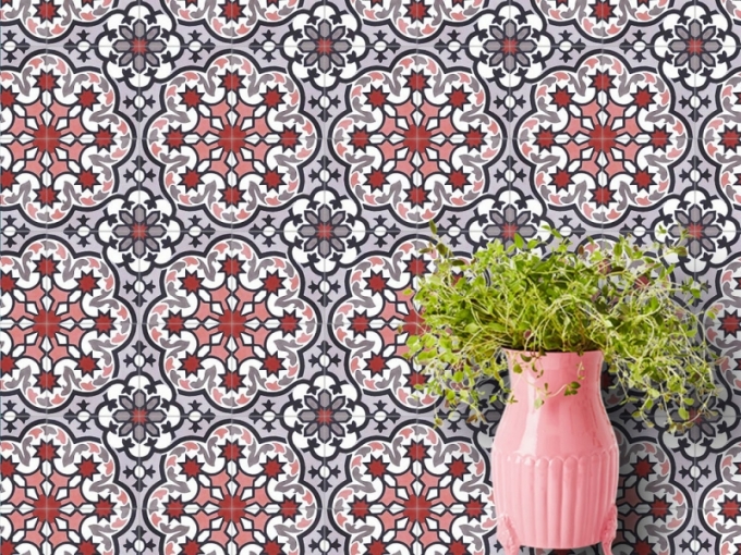 Obklady ze série Elisée, 20 x 20 nebo 17 x 17 cm, Marrakesh Cement Tiles, cena od 2 364 Kč/m2, www.vinciproject.cz