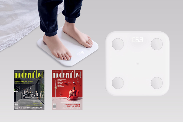 Chytrá váha Mi Body Composition (Xiaomi) změří také svalovou a kostní hmotu, tělesný tuk, obsah vody v těle, BMI, díky aplikaci MI Fit sledujete ve smartphonu statistiky, cíle a hodnocení, cena 1 199 Kč.