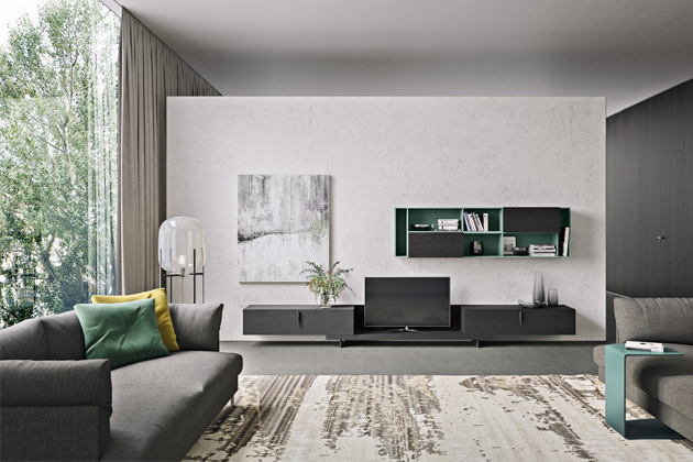 Obývací stěna Modulo 7, dýha a lakovaný povrch, výběr z několika barevných variant i rozměrů, cena na dotaz, WWW. CASAMODERNA. CZ