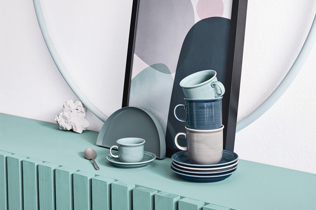 Šálky a podšálky z kolekce Trend Colour (Thomas, Rosenthal), porcelán vhodný do myčky, více objemů i barev, šálek na espresso, objem 0,1 l, orientační cena 261 Kč, WWW. POTTENPANNEN. CZ