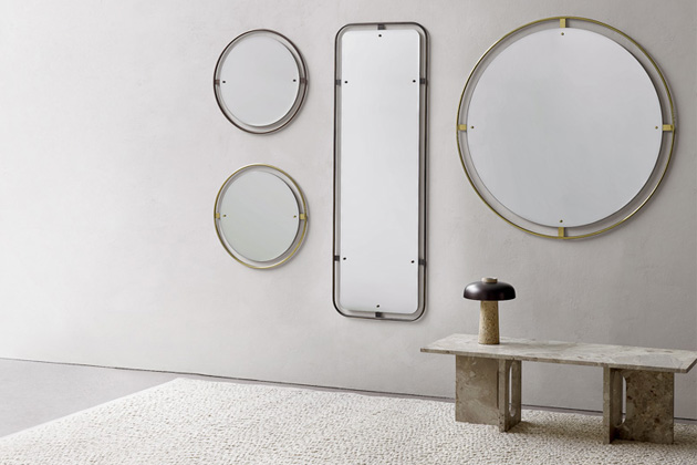 Nástěnná zrcadla Nimbus Mirror (Menu), leštěná nebo bronzovaná mosaz, cena od 15 592 Kč, WWW.STOCKIST.CZ 