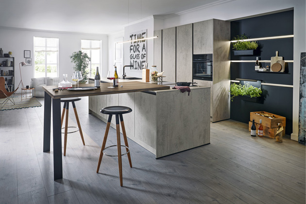 Moderní kuchyně Elba, imitace betonu, bezúchytkové otevírání TIP-ON, cena dle kompozice na dotaz, WWW.CASAMODERNA.CZ