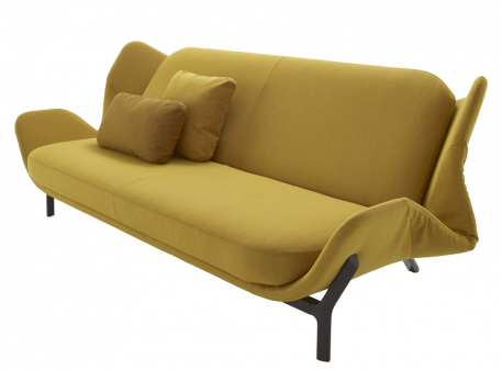 Rozkládací pohovka Clam (Ligne Roset), design Léo Dubreil a Baptiste Pilato, kovová konstrukce, textilní čalounění, 227 × 55/89 × 105/136 cm, cena od 139 400 Kč, WWW.LIGNE-ROSET.COM 