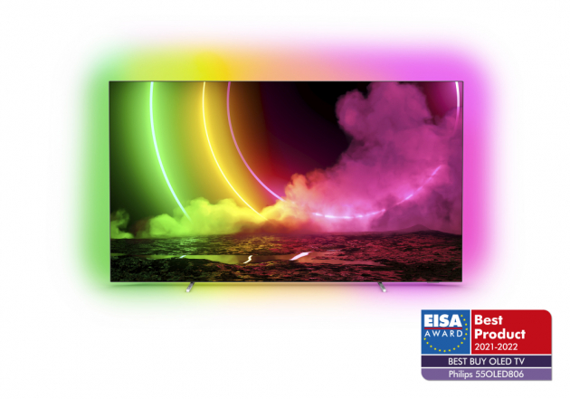 EISA Best Buy OLED TV 2021–2022 Award (Ocenění EISA za nejlepší nákup OLED TV 2021–2022) získává Philips TV 55“ OLED 806