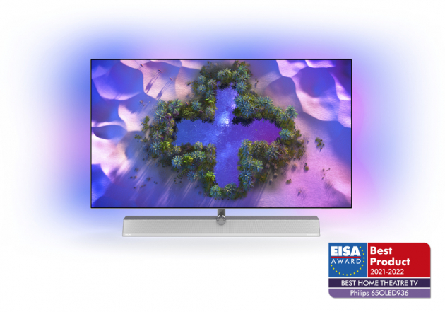 EISA Home Theatre TV of the Year 2021–2022 Award (Ocenění EISA Domácí kino TV roku 2021–2022) získává televizor Philips 65“ OLED+ 936