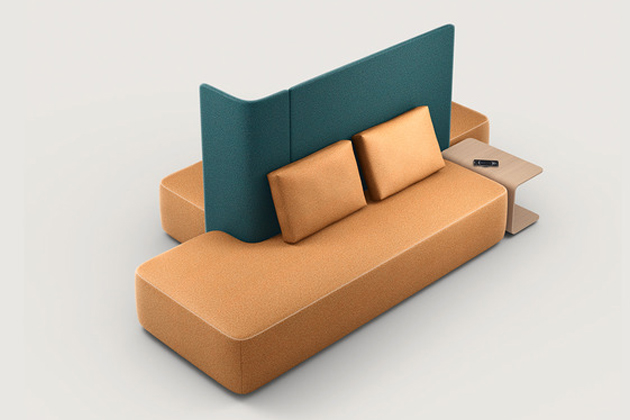 Kolekci Pads (Brunner) tvoří maximálně variabilní modulární sedací nábytek, vhodný do soukromých i veřejných interiérů. Zahrnuje devět jednoduchých prvků včetně odkládacího stolku s USB, dělicích panelů a polštářů v mnoha rozměrech, které lze vzájemně zas a znovu kombinovat. Design Jehs+Laub, cena na dotaz, WWW.BRUNNER-GROUP.COM 
