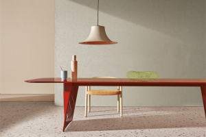 Současná architektura a průmyslové materiály inspirovaly Robina Rizziniho při návrhu stolu Frank z tlakově litého hliníku.