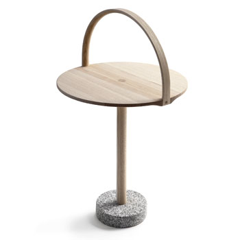 Odkládací stolek February, design Thomas Sandell, jasanové dřevo, žula, Ø 40 cm, výška 46 cm, celková výška 70 cm, cena na dotaz