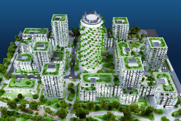 Aktuální upravený návrh architektky Jiřičné se skládá z pěti designově řešených staveb