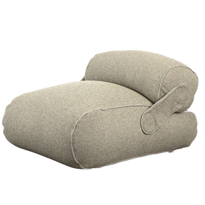 Venkovní křeslo Unite lounge chair, design Cane-line design team, rychleschnoucí a prodyšná výplň, outdoorová textilie Cane-line Rise col. Desert Sand, cena 32 404 Kč 