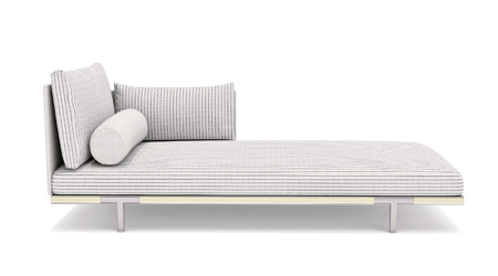 Lehátko Baia, design Christope Pillet, lakovaný hliník, snímatelná outdoorová textilie, cena 142 000 Kč