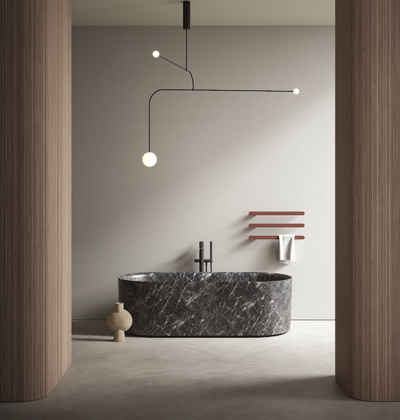 Nebula, oválná vana v provedení Bianco Carrara, Nero Marquinia, Stone Grey, Bardiglio Nuvolato, Verde Alpi, cena na dotaz 