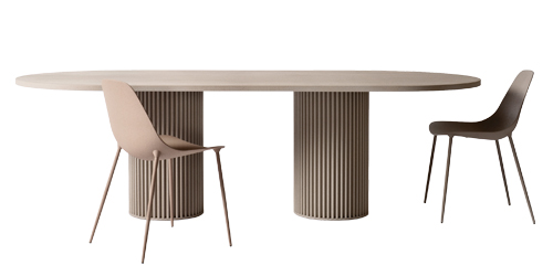 Hercle, design Lapo Ciatti, jídelní stůl z hliníku s korkovou povrchovou úpravou je dostupný v několika rozměrech, cena na dotaz 