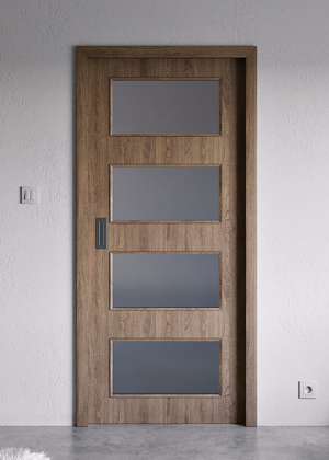 Dveře Styl s oblými hranami a možností posuvné varianty nabízejí tradiční design. K dispozici jsou v odolných laminátových površích nebo cenově dostupných fóliovaných variantách