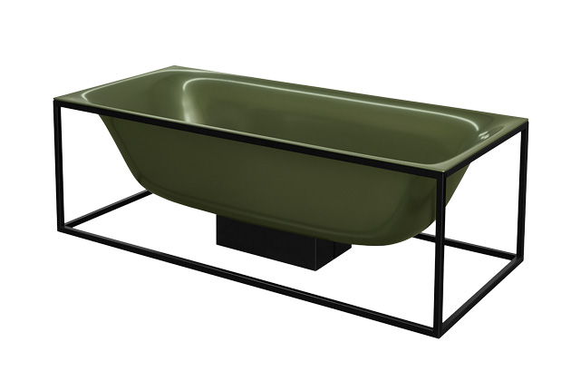 BetteLux Shape, volně stojící vana  z titanové oceli v ocelovém rámu, rozměry 180 × 80 cm, cena 119 515 Kč → www.koupelny-ptacek.cz 