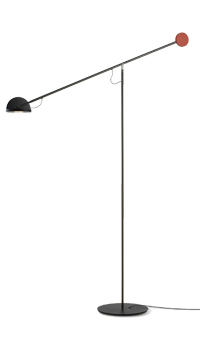 Copérnica, lampa z lakovaného  hliníku a oceli, funkce stmívání na tři různé intenzity světla, rozměry 130 × 106 cm,  cena od 43 800 Kč