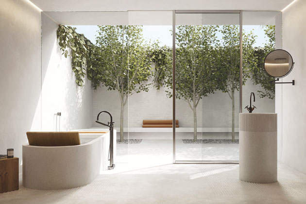 Tara, vanová a umyvadlová  baterie v provedení Dark Chrome, cena na dotaz  → www.luxusni-koupelny-praha.cz