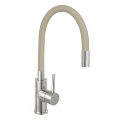 Stoj&aacute;nkov&aacute; baterie, s&nbsp;elastick&yacute;m ramenem, proveden&iacute; b&eacute;žov&aacute; a&nbsp;nerezavěj&iacute;c&iacute; ocel, cena 1 499 Kč