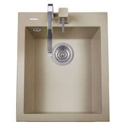 Cube, granitov&yacute; dřez v&nbsp;odst&iacute;nu Truffle s&nbsp;mont&aacute;ž&iacute; nad nebo pod pracovn&iacute; desku, rozměry 50,5 &times; 41 cm, cena 6&nbsp;599 Kč