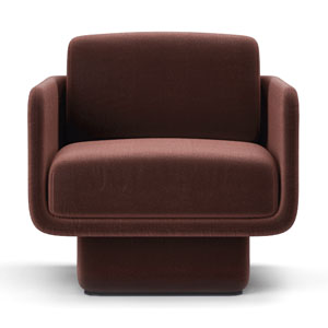 Křeslo Lilas, design  Dainelli Studio, samet, buklé bavlna, kůže,  cena od 40 000 Kč