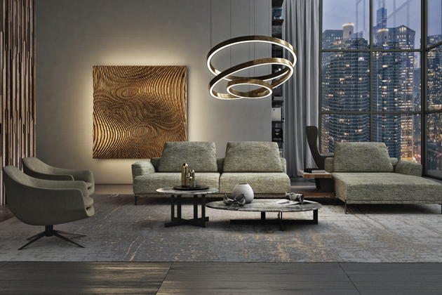 Sofa a&nbsp;křeslo That&rsquo;s&nbsp;life,  design Mauro Lipparini, dřevo, textilie, kov,  cena 340&nbsp;930 Kč, cena křesla od 90&nbsp;830 Kč