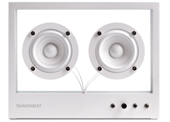 Transparentn&iacute; reproduktor s&nbsp;wi-fi modulem, hlin&iacute;k, tvrzen&eacute; sklo, 27 &times; 20 &times; 9,5 cm, vynikaj&iacute;c&iacute; kvalita zvuku, cena 15&nbsp;195 Kč