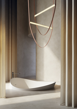 Dune, vana k&nbsp;voln&eacute;mu postaven&iacute;  či zapu&scaron;těn&iacute; do&nbsp;podlahy, materi&aacute;l Cristalplant, rozměry 172 &times; 168, 64,5&thinsp;cm, cena na&nbsp;dotaz 