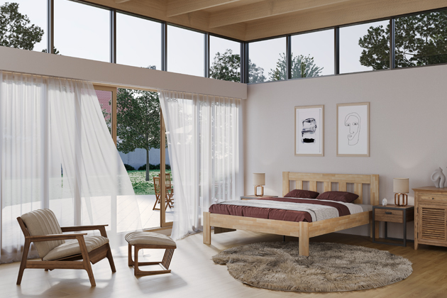 Postel Utena, masivní buk, provedení BO101, lze i dub, 180 × 200 cm, bez roštu a matrace, cena 11 990 Kč