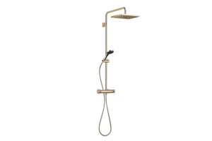 Set Showerpipe, termostat, povrch champagne obsahující 22karátové zlato,  cena od 106 000 Kč 