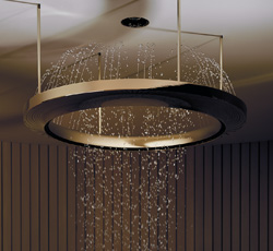 Sprcha Aquahalo, povrch champagne, integrovan&eacute; světlo, cena od&nbsp;370&nbsp;000&thinsp;Kč