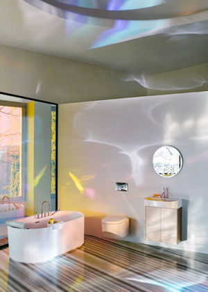 Sonar, volně stoj&iacute;c&iacute; vana  s&nbsp;plastick&yacute;m reli&eacute;fem, podhlavn&iacute;kem a&nbsp;praktickou ovl&aacute;dac&iacute; poličkou, materi&aacute;l Marbond,  rozměry 160 &times; 81,5 &times; 53,5&thinsp;cm, cena 174&nbsp;245&thinsp;Kč