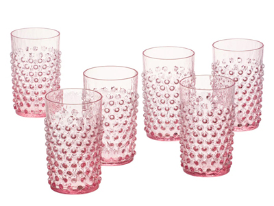 Sklenice Hobnail jsou ručně vyr&aacute;běn&eacute; kři&scaron;ť&aacute;lov&eacute; poh&aacute;ry v barvě lila, 7 ks, cena 3 200 Kč