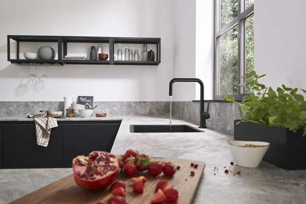 P&aacute;kov&aacute; kuchyňsk&aacute; baterie Talis M54, design Phoenix Design, materi&aacute;l nerez, matn&aacute; čern&aacute;, v&iacute;ce povrchov&yacute;ch &uacute;prav, lamin&aacute;rn&iacute; proud 9 l/min., cena 6&nbsp;109&nbsp;Kč 