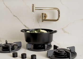 Doplňkov&yacute; kuchyňsk&yacute; n&aacute;stěnn&yacute; v&yacute;tok Pot Filter Tara (Dornbracht), le&scaron;těn&aacute; mosaz s&nbsp;obsahem  24kar&aacute;tov&eacute;ho zlata, v&iacute;ce povrchov&yacute;ch &uacute;prav, cena od 47&nbsp;500&nbsp;Kč