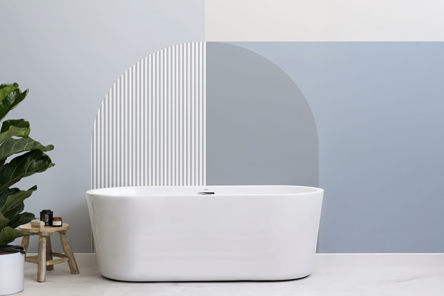 Nystrom Blue, tapeta s geometrickým vzorem a matnou PVC povrchovou úpravou,  šířka role 1,2 m, cena 1 428 Kč/m2