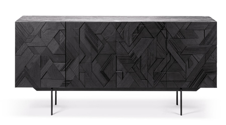 Komoda Graphic, design Alain van Havre, kov a&nbsp;teak, rozměry 224 &times; 45 &times; 80 cm, cena 70 200&nbsp;Kč 