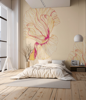 Ručně malovan&aacute; tapeta z&nbsp;kolekce Paradise Lost (SpaghettiWall) představuje stylizovanou květinu, design Lorena D&rsquo;Ilio, cena na dotaz 