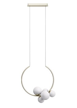 Z&aacute;věsn&eacute; sv&iacute;tidlo Ohm, ručně foukan&eacute; trojvrstv&eacute; sklo op&aacute;l mat, ocel, rozměry 58,5 &times; 164  &times; 28,5 cm, cena od 18 415 Kč