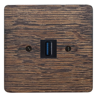 Nexa hranat&aacute; dřevo, dub tmav&yacute;, z&aacute;suvka usb čern&aacute;