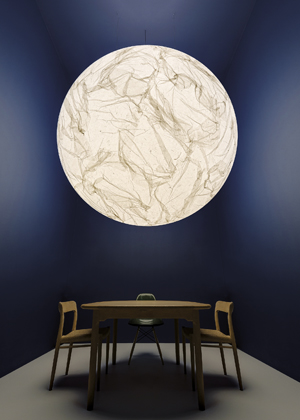 Z&aacute;věsn&eacute; sv&iacute;tidlo Moon,  design Davide Groppi, r&yacute;žov&yacute; pap&iacute;r a&nbsp;PVC, &Oslash; 120 cm, cena 104 740 Kč