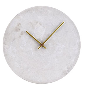 N&aacute;stěnn&eacute; hodiny, beton,  mosazn&eacute; železo, &Oslash; 28 cm, v&yacute;&scaron;ka 3,5 cm,  cena 1&nbsp;599&nbsp;Kč