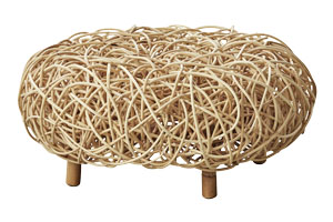 Stolička, taburet nebo uměleck&eacute;ho d&iacute;lo Loop, ratan, kov, &Oslash; 74 cm, v&yacute;&scaron;ka 37 cm,  cena na dotaz