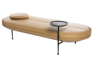 V&aacute;lenda s&nbsp;integrovan&yacute;m stolkem Canoe, ručně vyroben&eacute; detaily,  d&eacute;lka 200 cm, v&yacute;&scaron;ka sed&aacute;ku 42 cm, cena na dotaz 