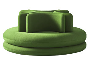 Pohovka z&nbsp;kolekce Easy, design Verner Panton, plně čalouněn&aacute;, &scaron;irok&aacute; &scaron;k&aacute;la barev a&nbsp;l&aacute;tek,  &Oslash; 170 cm, v&yacute;&scaron;ka sed&aacute;ku 44 cm, cena 203&nbsp;142&nbsp;Kč 