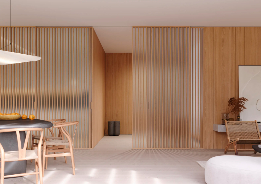 Posuvn&eacute; dveře IDEALINE WOOD VERTICAL v posuvu do stropu PREMIUM             