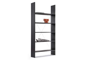 Unrol, design Studio vono, policov&yacute; syst&eacute;m z lakovan&eacute; oceli a jasanov&eacute;ho dřeva, rozměry 94 &times; 21 &times; 34 cm, cena 36 625 Kč 