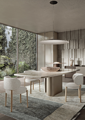 J&iacute;deln&iacute; židle Roma, design Monica Armani, textile i kůže, cena na dotaz &rarr; www.turri.it 2 Křeslo Jalis Lounge Easy Chair (Cor), design Jehs + Laub, čtyřnoh&aacute; varianta na kovov&eacute;m r&aacute;mu, plastick&aacute; textilie Patio, cena na dotaz 