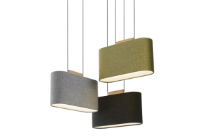 LED závěsné svítidlo z kolekce Belmont (Pablo), design Brad Ascalon, stínidlo probarvená prémiová vlna či tkaná látka, masivní dubové dřevo, cena  na dotaz