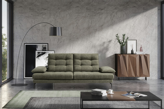 Sofa Bucci, textilie i&nbsp;kůže,cena od 88&nbsp;000 Kč 